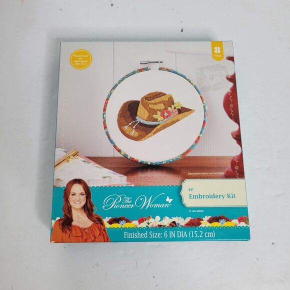 Pioneer Woman Hat Needle Craft Embroidery Kit Size 6 In DIA ( 15.2 cm) 2 New - Picture 4 of 5